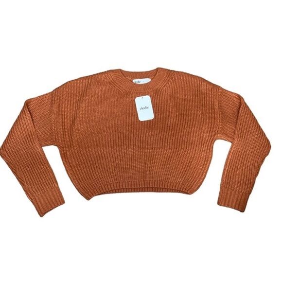 Elodie Crewneck Cropped Sweater in Rust - Picture 4 of 6